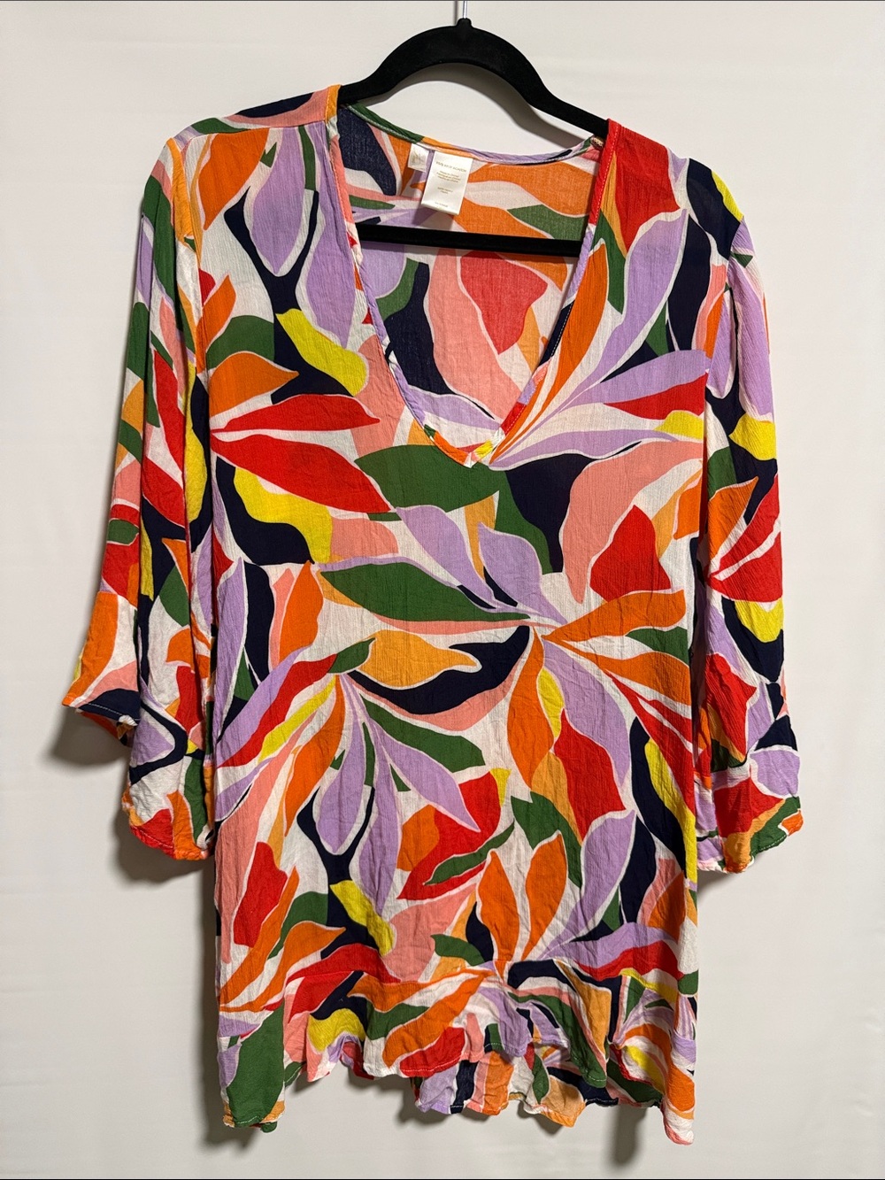 Anne Cole Womens Tropical Leaf Print V-Neck Swim Cover-Up Dress Multicolor XS/S - Picture 5 of 12